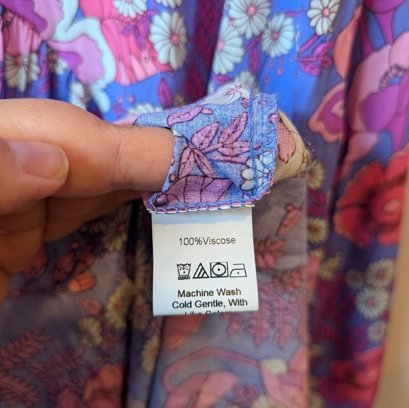 NWT 2XL Plus Size Edin Floral Pink Purple Blue Boho Flowy Maxi Dress - Picture 7 of 10